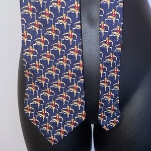 Tommy Hilfiger Vintage Silk Hurdle Runner Navy Necktie Tie